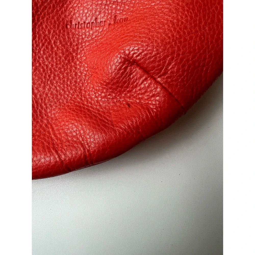 Christopher Kon Leather Slouch Purse Salmon Orange Strap Outside Zip Pockets